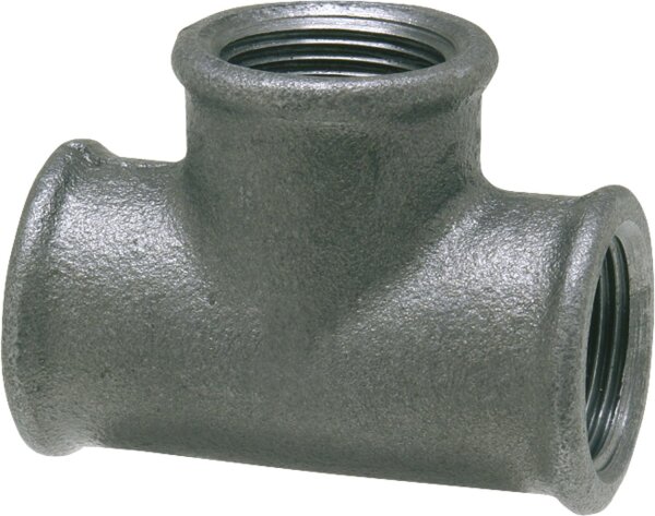 Tempergussfitting, schwarz T-Stück 90°, 3/8" Typ 130