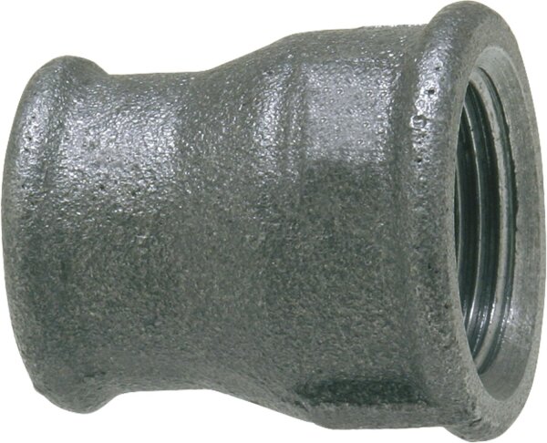Tempergussfitting, schwarz Reduktionsmuffe, 1" x 1/2" (i/i) Typ 240