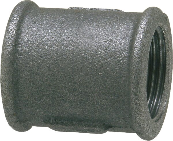 Tempergussfitting, schwarz Muffe, ger. 1/2" (i/i) Typ 270, Rechtsgewinde