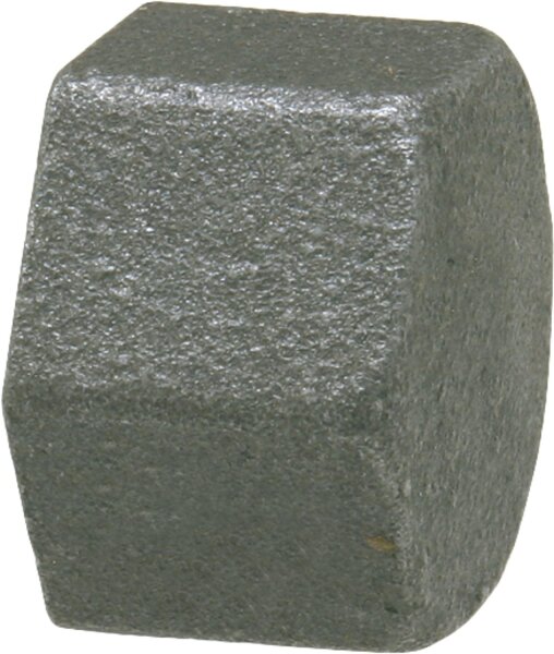 Tempergussfitting, schwarz Kappe 1/2" Typ 300, kantig