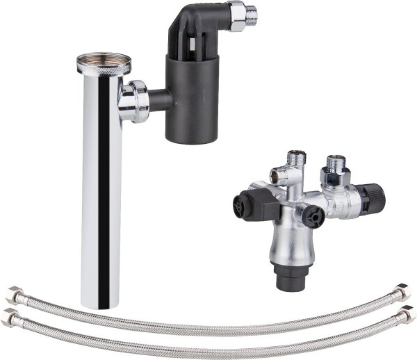 Sicherheitsgruppe untertisch mit Rückflussverhinderer, Druckbegrenzer + flex. Anschlüssen