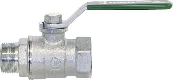 Trinkwasser-Kugelhahn R254DL IG/AG  3/8" Messing verchromt / Hebelgriff