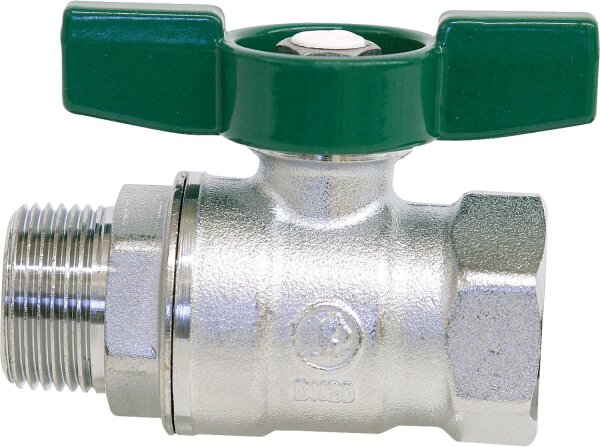 Trinkwasser-Kugelhahn R254D IG/AG  1 1/4" Messing verchromt/ Flügelgriff
