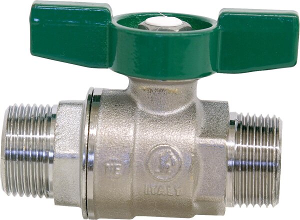Trinkwasser-Kugelhahn R253D AG/AG  1" Messing verchromt/ Flügelgriff