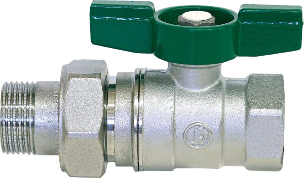 Trinkwasser-Kugelhahn R259D IG/AG 1/2" x 1/2" Messing verchromt/ Flügelgriff