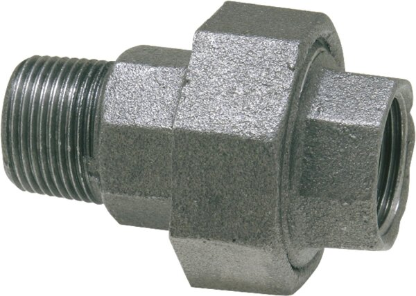 Tempergussfitting, schwarz Verschraubung 11/2" (i/a) Typ 331, flachdichtend