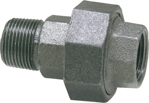 Tempergussfitting, schwarz Verschraubung 1/2" (i/a) Typ 341, konisch dichtend