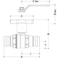 Press-Kugelhahn DN 32 35mm, Flügelgriff DVGW zertifiziert