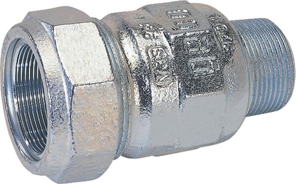 Temperguss-Klemmverbinder mit AG Gas PN 5, Wasser PN 16, Typ A 1 1/4" (42,4)