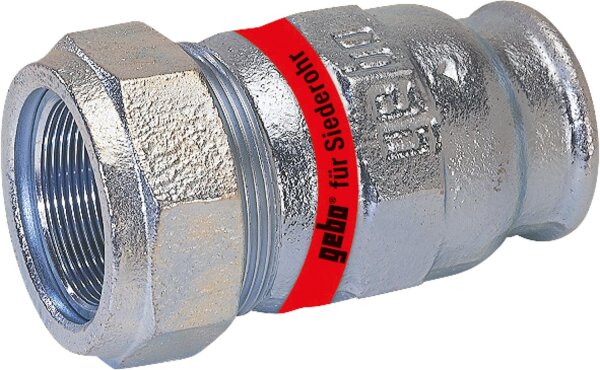 Temperguss-Klemmverbinder mit IG Wasser PN6, Typ I 11/2" Stahlrohr x 51,0mm Siederohr