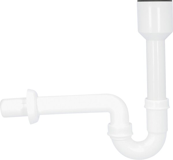 Siphon für Urinal/Ausgussbecken, 50x40mm mit waagrechtem Abgang und Rosette