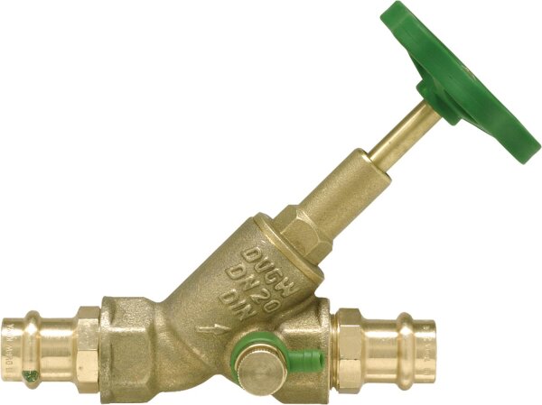 Freistromventil mit Entleerung, steigende Spindel 1518 Pressanschluss V-Kontur DN 20, 18 mm