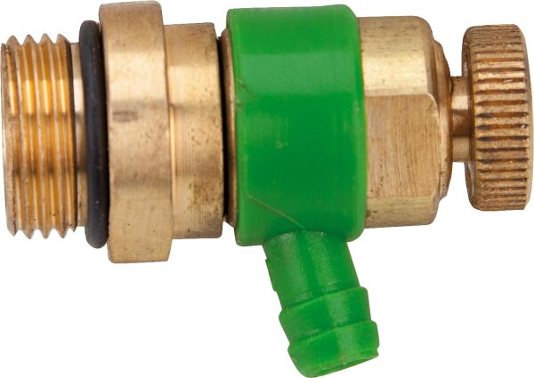 Entleerungsventil mit O-Ring Oberfläche: Messing, Auslaufring: Grün 1831 3/8"