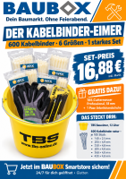 BAUBOX Kabelbinder-Eimer – 600 Kabelbinder in 6...