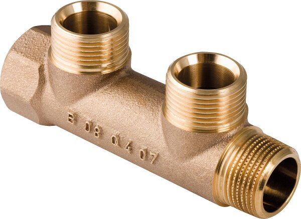 Verteiler Geberit 2-fach DN20(3/4")xDN20(3/4") Eurokonus Rotguss