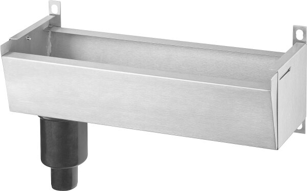 Entleerrinne L=600mm, Edelstahl, mit Siphon DN40, verstellbarer Wandabstand