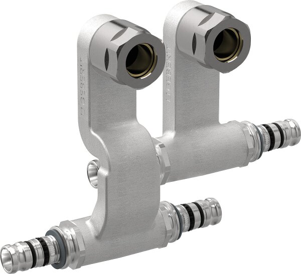 Mepla T-Stück Set für Sockelsysteme Vor- und Rücklauf d20-15mm Klemmring