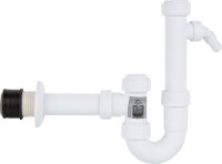 Universalsiphon, 1 1/2" & 1 1/4" x DN50 Abgangsrohr mit Kugel- verschluss/Reinigungsöffnung