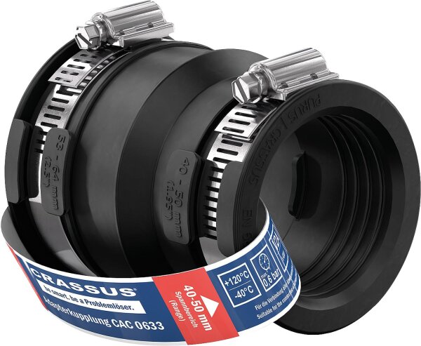 Adapterkupplung CAC 0633 Spannber. 53-64 x 40-50mm EPDM, PN 0,6 bar