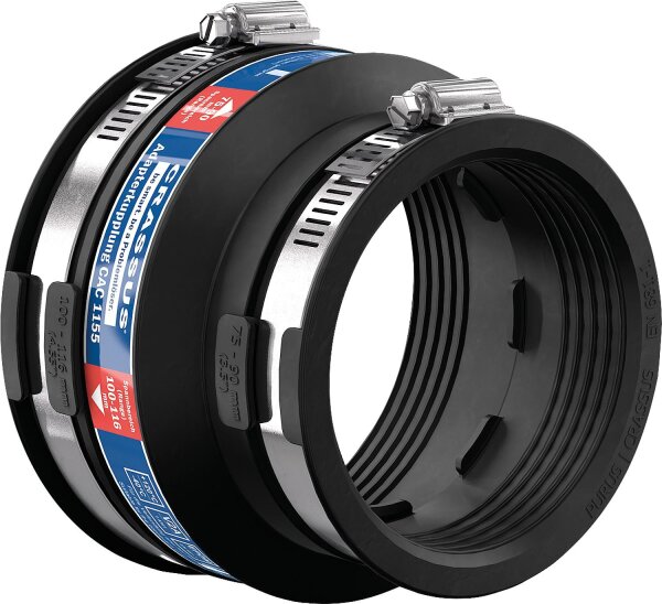 Adapterkupplung CAC 1155 Spannber. 100-116 x 75-90mm EPDM, PN 0,6 bar