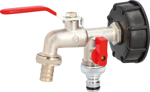 IBC Adapter mit doppel Auslaufkugelhahn 1/2", S 60 x 6