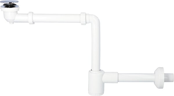 Waschtisch Tassen-RaumsparsiphonØ32mm, inkl Klickerventil mit waagrechtem Abgang
