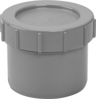 Endstopfen mit Schraubverschluss- kappe, grau zum Einstecken in eine Muffe - DN 110