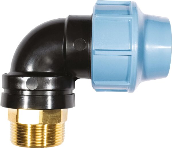 Winkel 90° mit Außengewinde Messing 32mm x 1"