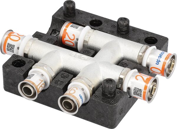 Uponor S-Press PLUS HK-Kreuzfitting mit Dämmbox Ø20mm-Ø16mm-Ø16mm
