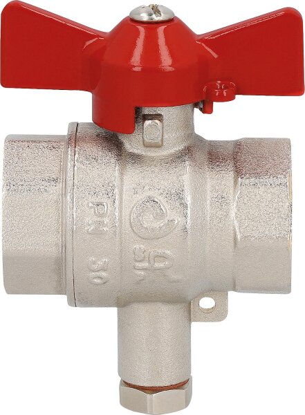 Messing-Kugelhahn mit Fühleranschluss M10x1  IG x IG  DN25 (1")