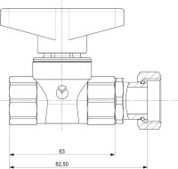 Kugelhahn 3/4" IG mit Überwurfmutter 1 und Flügelgriff