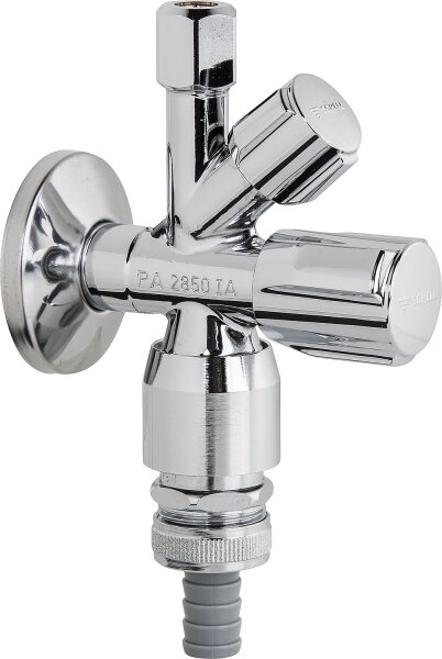 SCHELL Kombi-Eckventil COMFORT Comfort-Griff+Fettk.oberteil+RV+RB, Anschl.G1/2 AG/DN 15, chrom, selbstdichtend