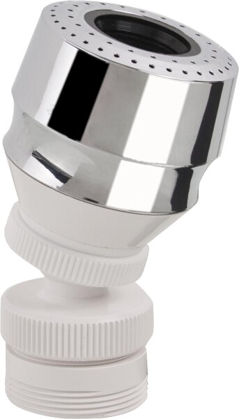 Kugelgelenkperlstrahlregler mit Adapter M22/M24 weiß/chrom