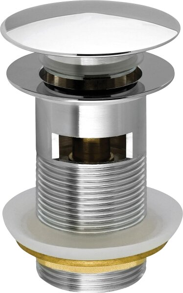 Schaftventil "Klicker" 11/4, Messing verchromt, mit Überlauf, Abdeckplatte 64mm
