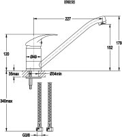 Spültischmischer Rumba II ND Schwenkauslauf Ausladung 227 mm verchromt