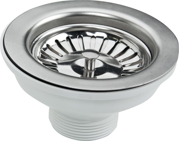 Spülenventil DN40, 11/2"x 115mm mit Siebeinsatz Edelstahl 83mm