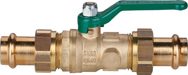 Kugelhahn Uniwater mit Ent- leerung, 2 x Viega Profipress- Verschraubungen, DN20, 22x22mm
