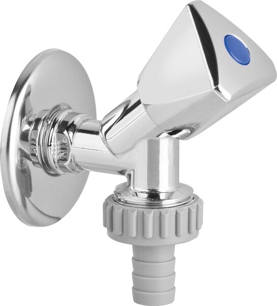 Geräte-Schrägsitzventil 1/2"x3/4",mit Rückflussver- hinderer, verchromt