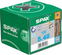 Terrassenschraube SPAX, Edelstahl A2 Fixiergewinde für Aluminiumkonstruktion Ø 5,0x44 mm, VPE 100 Stück