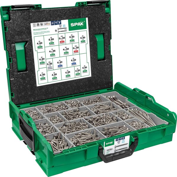 Senkkopfschraubenset SPAX Edelstahl A2 T-Star Plus 1071 Stück in L-BOXX