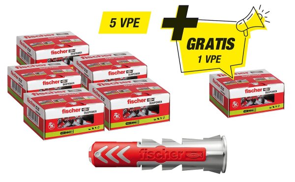 Fischer-Aktions-Set: 5x 94 119 90 + Gratis 1x 94 119 90 Dübel Duopower