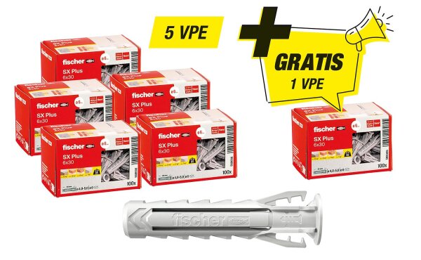 Fischer-Aktions-Set best. aus 5 x 94 033 01 +Gratis 1x 94 033 01 Dübel SX Plus