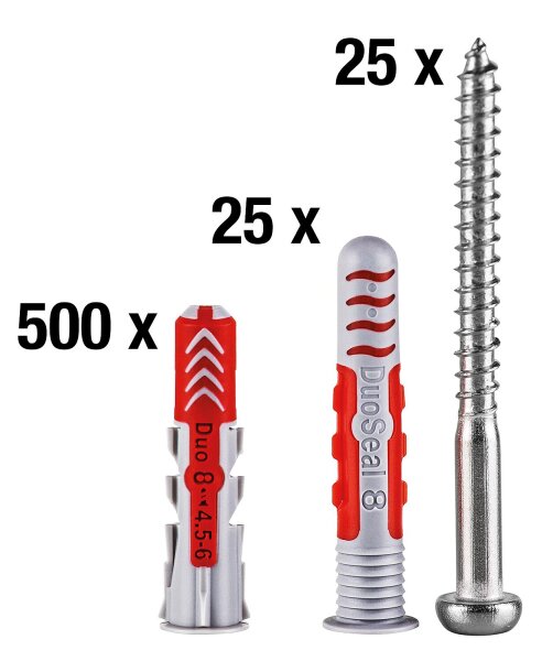 Vorteilspaket Fischer DuoPower + DuoSeal ø 8 mm, Inhalt 550 Stk.