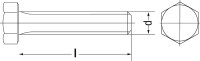 Sechskantschrauben 8.8 DIN 933 mit Gewinde bis Kopf, ø 16x70 mm, VPE = 25 Stück