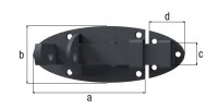 Schlossriegel DURAVIS® 90 x 44 mm, mit rundem Griff, rostbraun, Material: Stahl, blau verzinkt