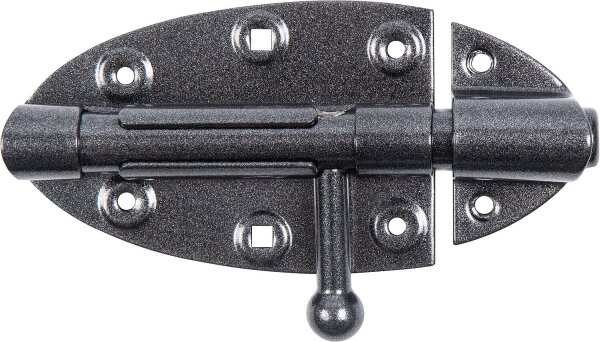 Bolzenriegel DURAVIS® 112 x 72 ⌀ 16 mm, mit flachem Griff, Material: Stahl, blau verzinkt, Oberfläche: schwarz-diamant