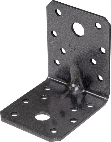 Schwerlast-Winkelverbinder mit Sicke DURAVIS® 70 x 70 x 55 mm, Material: Stahl, sendzimirverzinkt, Oberfläche: schwarz-diamant