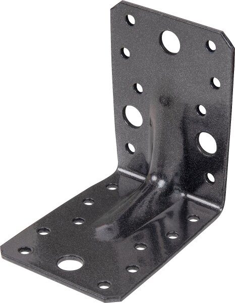 Schwerlast-Winkelverbinder 90 x 90 x 65 mm, mit Sicke DURAVIS®, Material: Stahl, sendzimirverzinkt, Oberfläche: schwarz-diamant