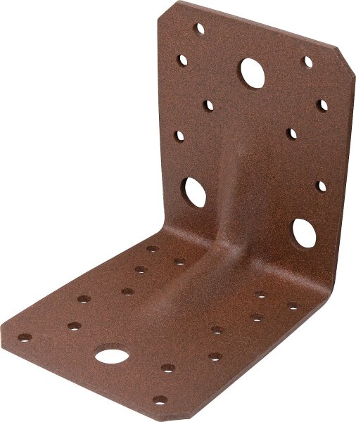 Schwerlast-Winkelverbinder 105 x 105 x 90 mm, mit Sicke DURAVIS®, Material: Stahl, sendzimirverzinkt, Oberfläche: rostbraun