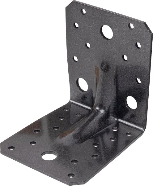 Schwerlast-Winkelverbinder 105 x 105 x 90 mm, mit Sicke DURAVIS®, Material: Stahl, sendzimirverzinkt, Oberfläche: schwarz-diamant